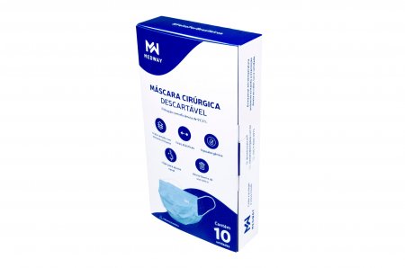Máscara Cirúrgica Tripla Descartável Azul 10 Unidades Medway