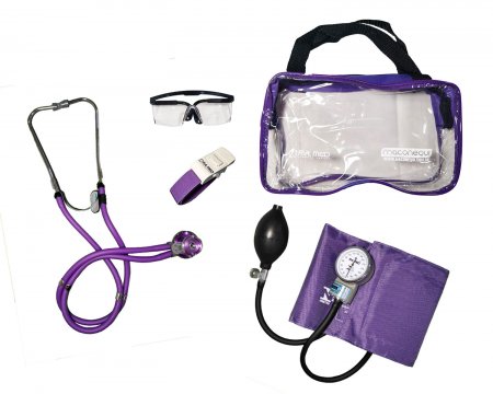Kit Acadêmico Roxo com Bolsa Transparente P.A. MED KPA407
