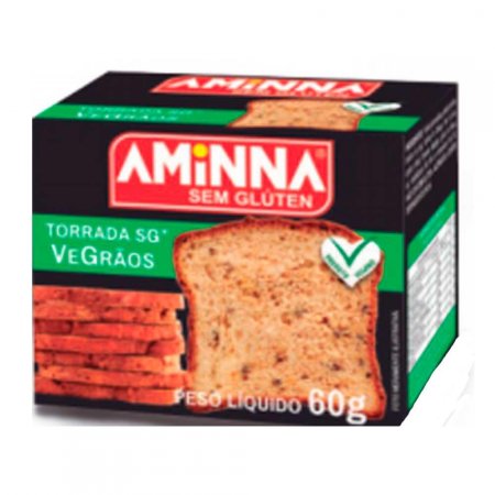 Torrada com Grãos Vegana Sem Glúten Aminna 60g