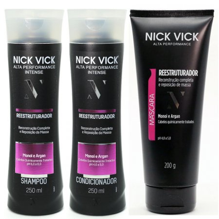 Kit Nick Vick Reestruturador Shampoo Condicionador e Mascara