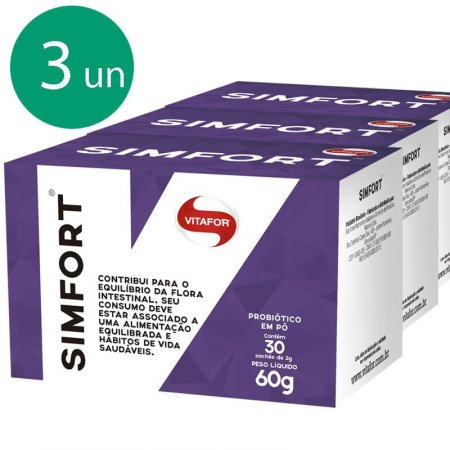Kit 3 Simfort mix de probióticos Vitafor 30 sachês de 2g