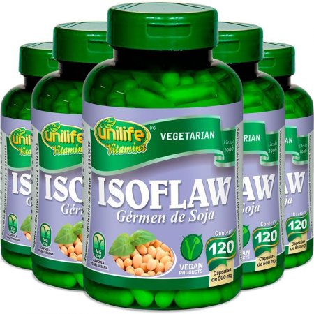 Kit 5 Isoflavona germen de soja Unilife 120 cápsulas