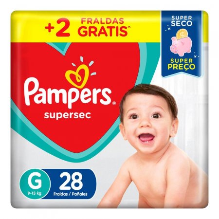 Fralda Pampers Supersec Tamanho G 28 com unidades