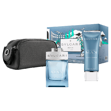 Bvlgari Kit Man Glacial Essence Masculino - Eau de Parfum 100ml + Pós-Barba 100ml + Nécessaire