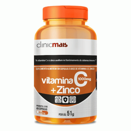 Vitamina C + Zinco Clinicmais 850mg 60 Cápsulas