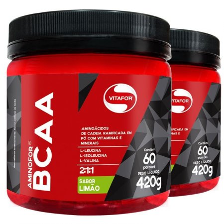 Kit 2 Aminofor BCAA em pó Vitafor limão 430g