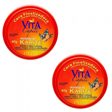 Kit Cera Finalizadora Capilar Vita Capili Manteiga de Karité com 2 unidades de 40g cada