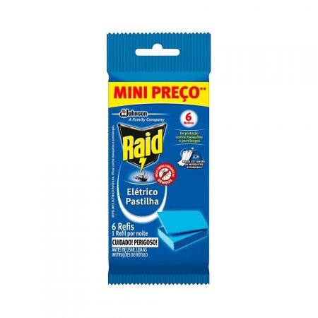 Repelente Elétrico Raid Pastilha 6 Noites 6 Unidades Refil Mini Preço