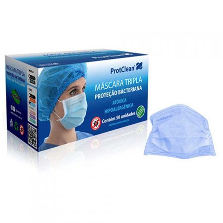 Máscara Azul Descartável Tripla - Protclean