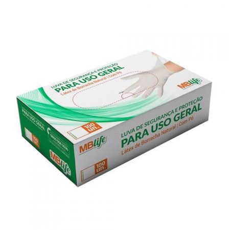 Luva em Látex Uso Geral Tam G Descartável Cx 100Un- MBLife